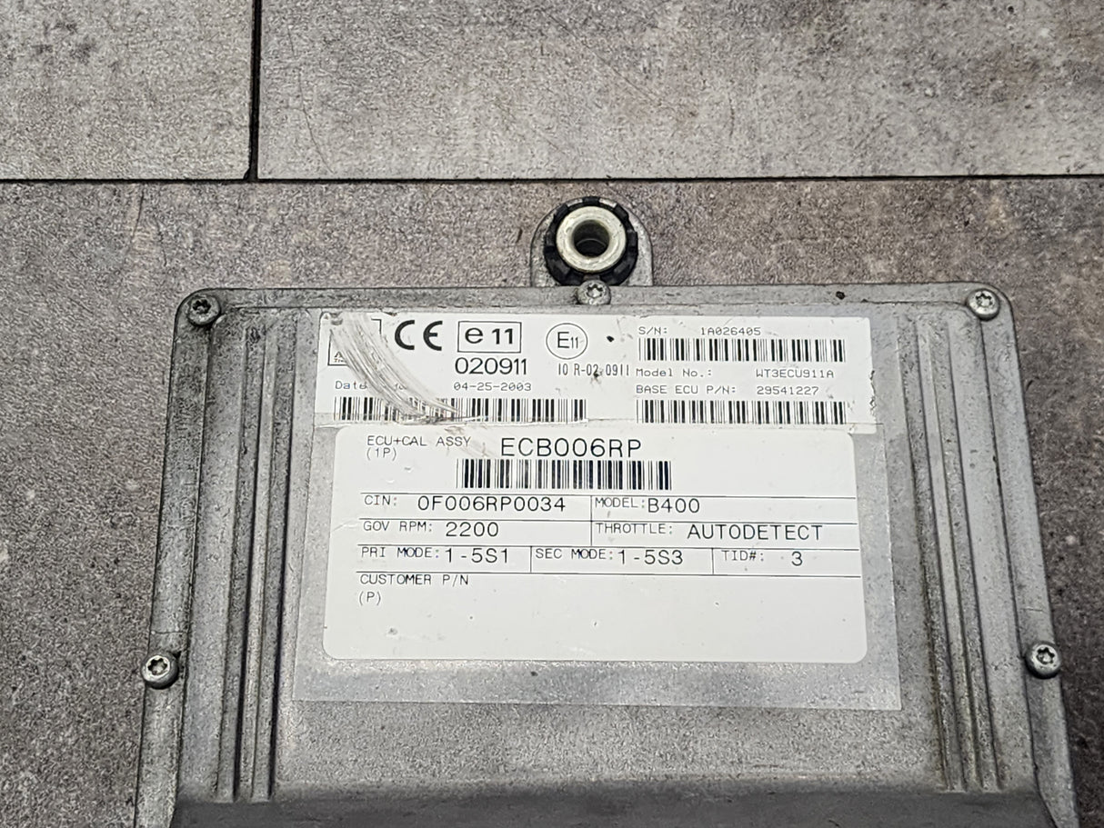 B400 Allison TCM Part # 29541227, Model No. WT3ECU911A, e11, 020911, 10R02 0911