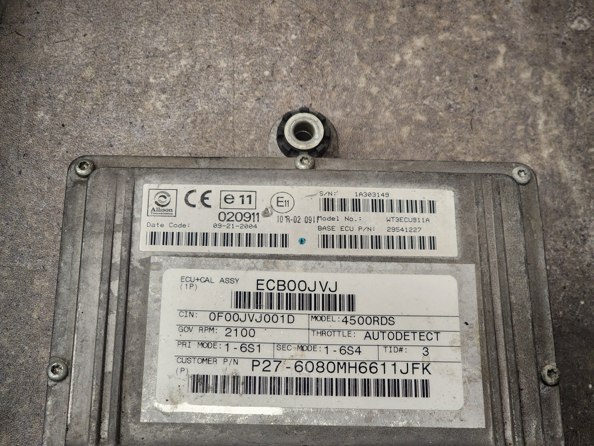 4500RDS Allison TCM Part # 29541227, Model No. WT3ECU911A, e11, 020911
