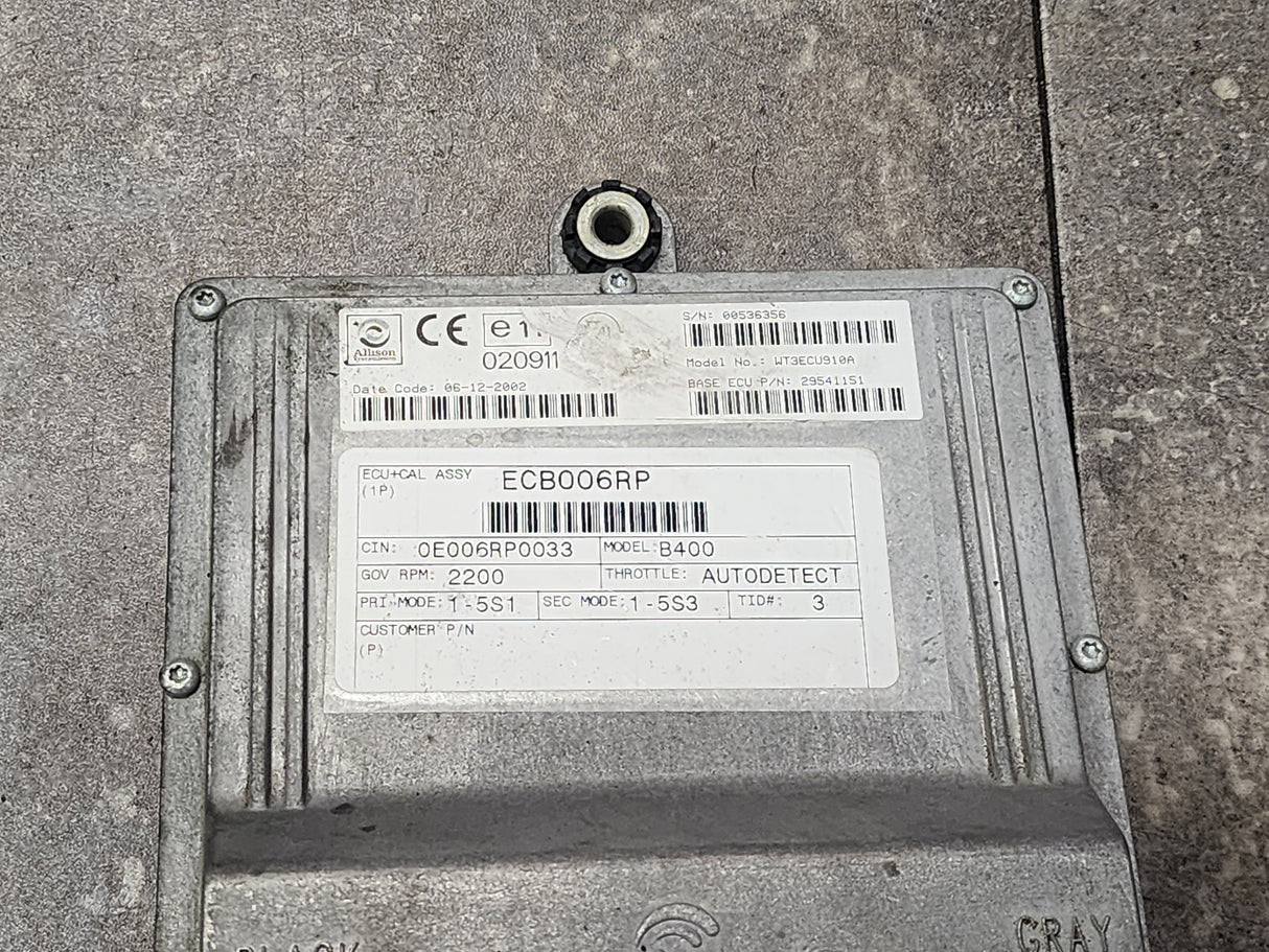 B400 Allison, TCM Part # 29541151, Model No. WT3ECU910A, e11, 020911