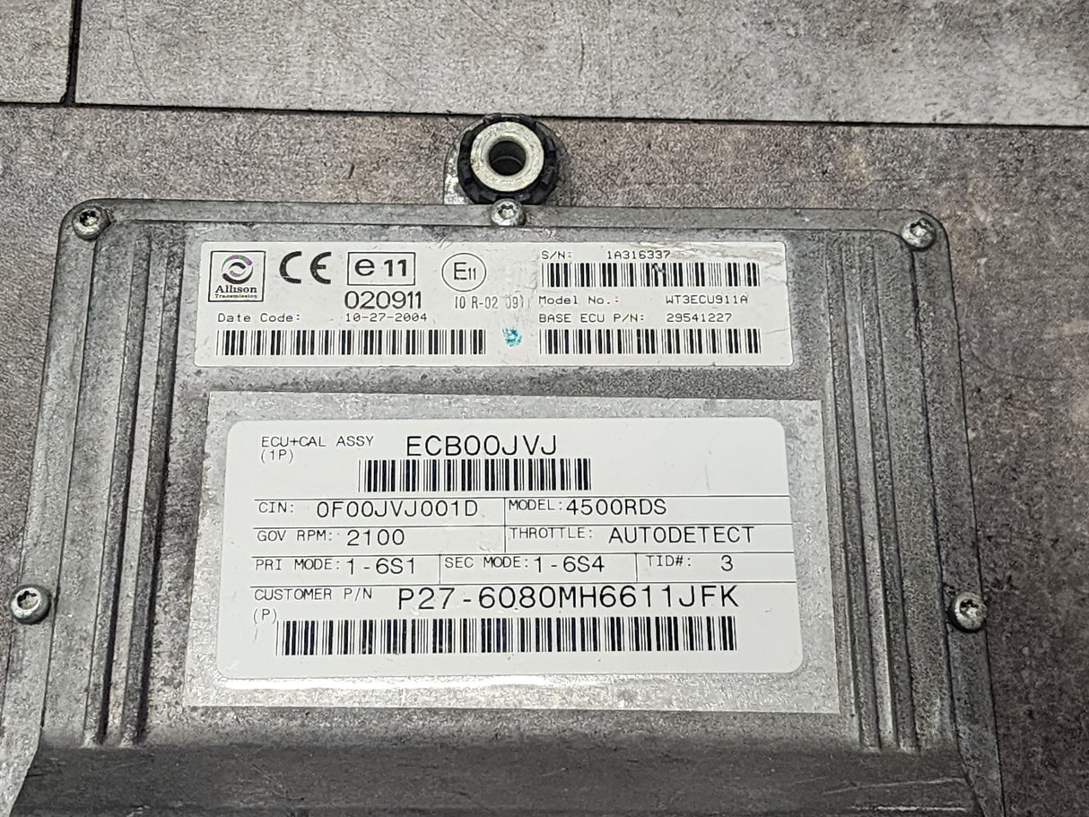 4500RDS Allison, TCM Part # 29541227, Model No. WT3ECU911A, e11, 020911