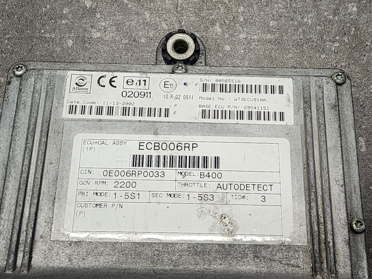 B400 Allison, TCM Part # 29541151, Model No. WT3ECU910A