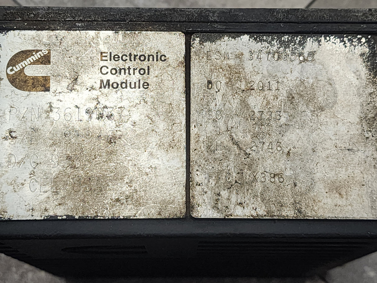 1993 Cummins L10-330E ECM Part # 3619037