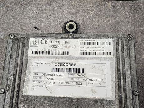 Allison B400 TCM Part # 29541151, e11, 020911, Model No. WT3ECU910A