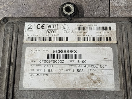 Allison B400 TCM Part # 29541227, e11, 020911, Model No. WT3ECU911A