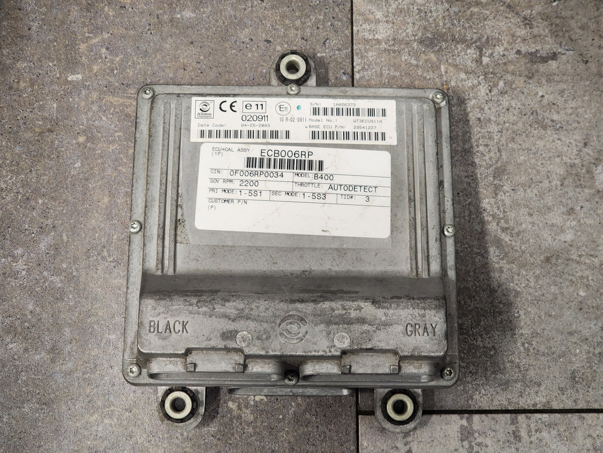 Allison B400 TCM Part # 29541227, e11, 020911, Model No. WT3ECU911A