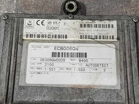 Allison B400TCM Part # 29541151, e11, 020911, Model No. WT3ECU910A