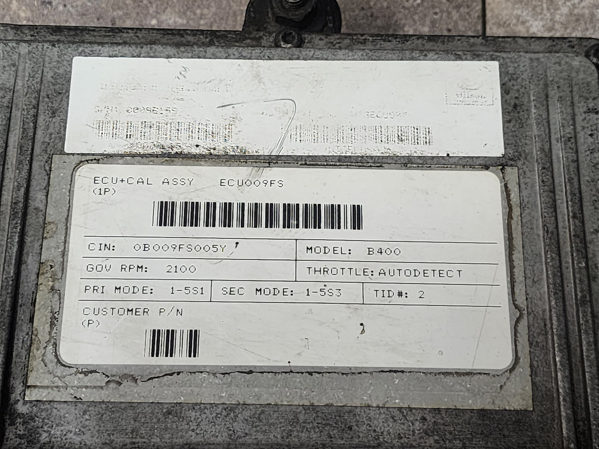 Allison B400 TCM, e11, 020911, Model No. WT3ECU907, ECU +CAL ASSY ECU009FS