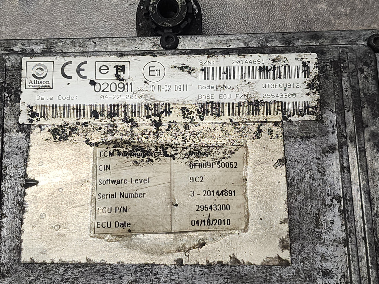 Allison TCM Part # 29543300, E11, 020911, 10R-02 0911, Model No. WT3ECU912
