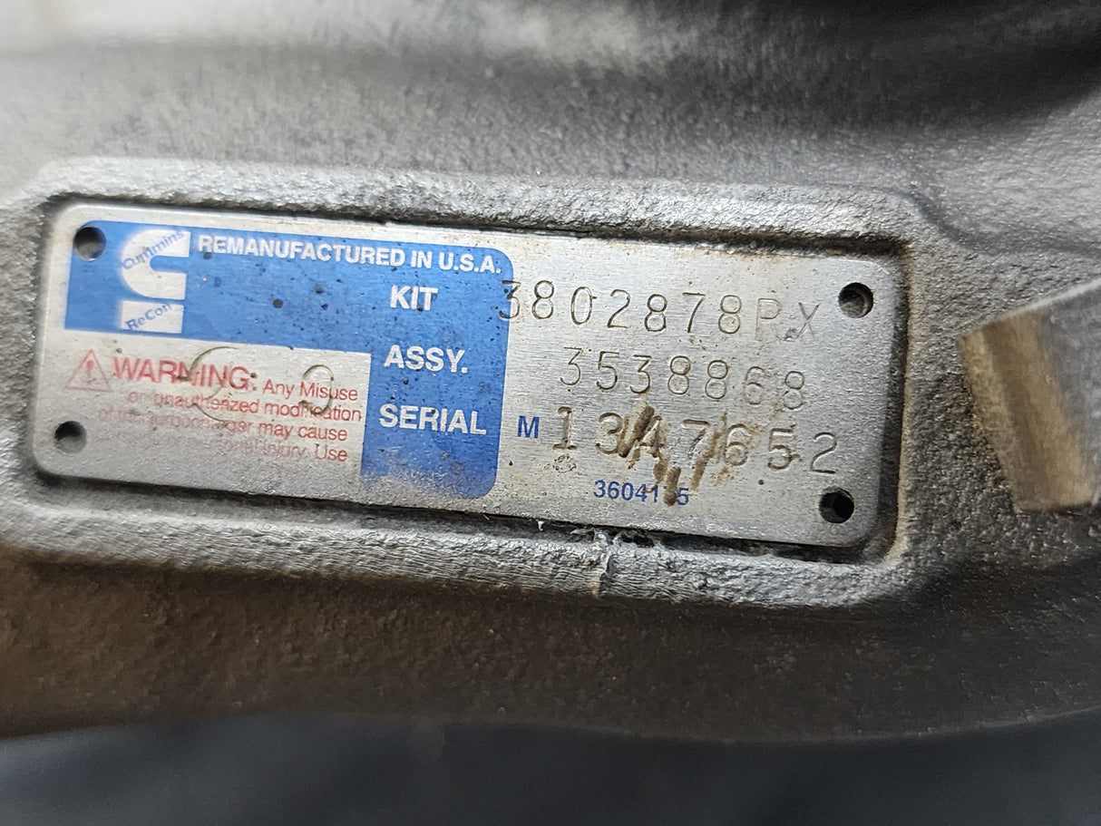 Holset Cummins 6BT 5.9L Turbocharger For Sale, Assy # 3538868