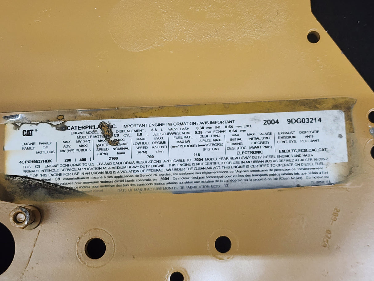 2004 Caterpillar C9 Timing Cover Plate 209-0759 For Sale