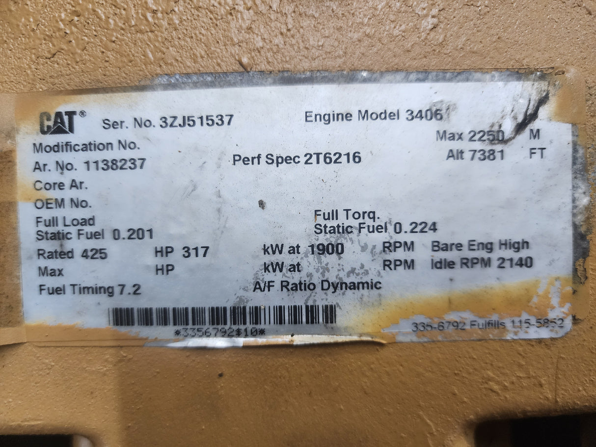 Caterpillar 3406C Diesel Engine Intake Manifold W/Oil Canister OEM 9Y8857 For Sale