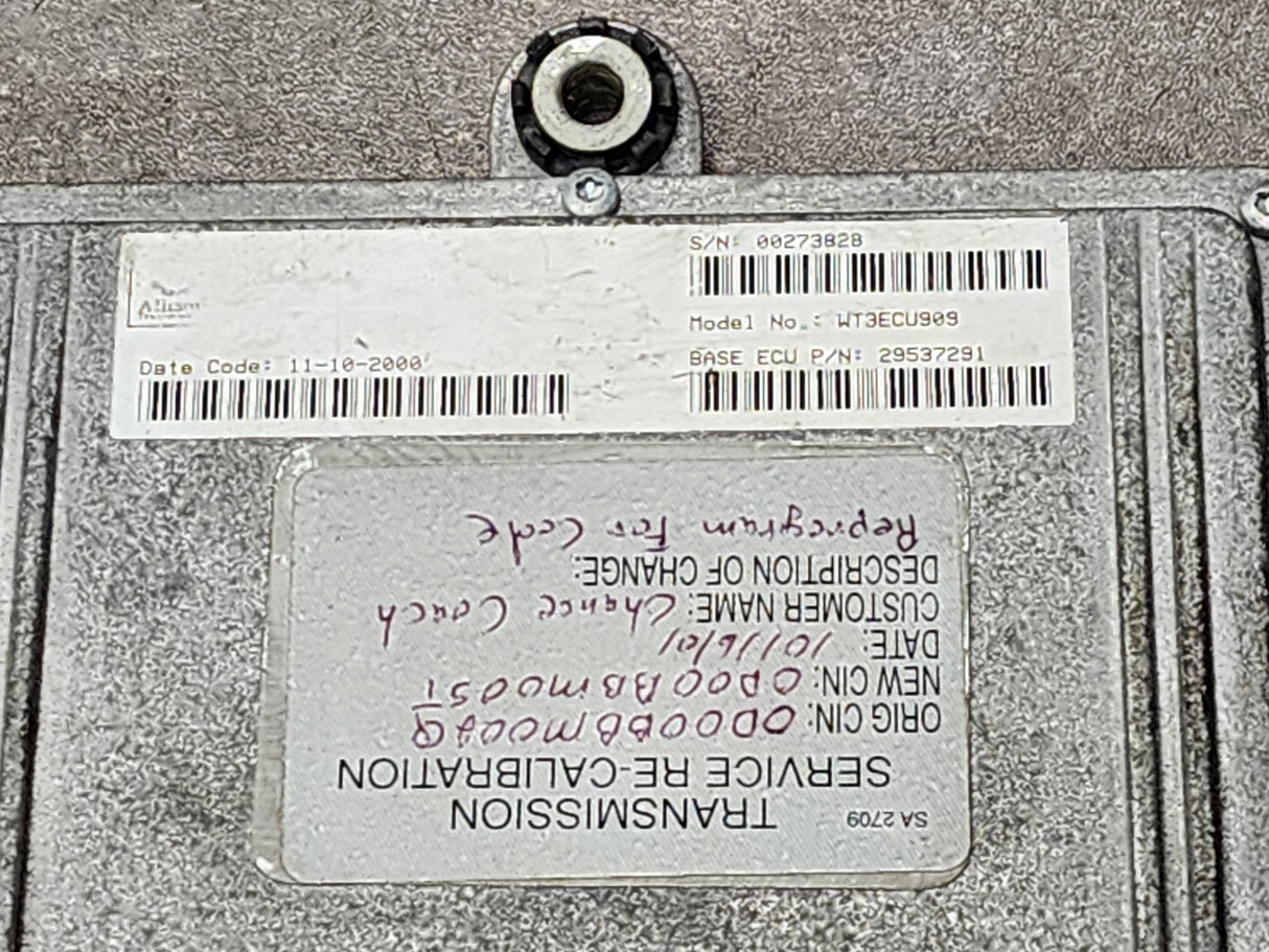 2000 Allison TCM Part # 29537291 For Sale, Model No. WT3ECU909
