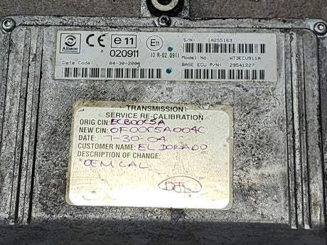 2004 Allison TCM Part # 29541227 For Sale, e11, 020911, 10R-020911