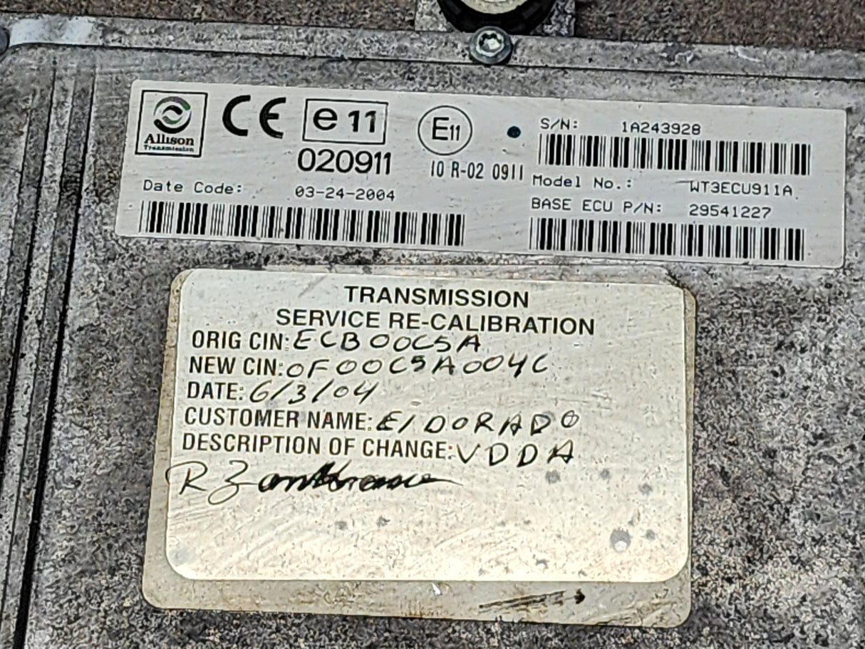 2004 Allison TCM Part # 29541227 For Sale, e11, 020911, 10R-020911
