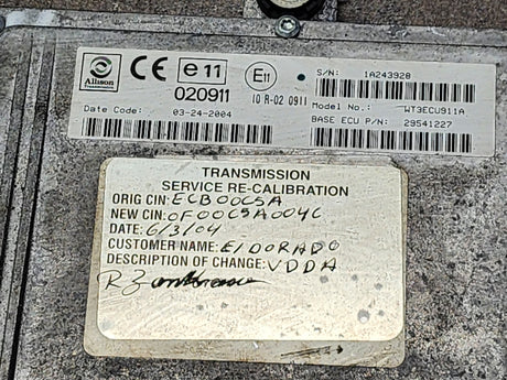 2004 Allison TCM Part # 29541227 For Sale, e11, 020911, 10R-020911