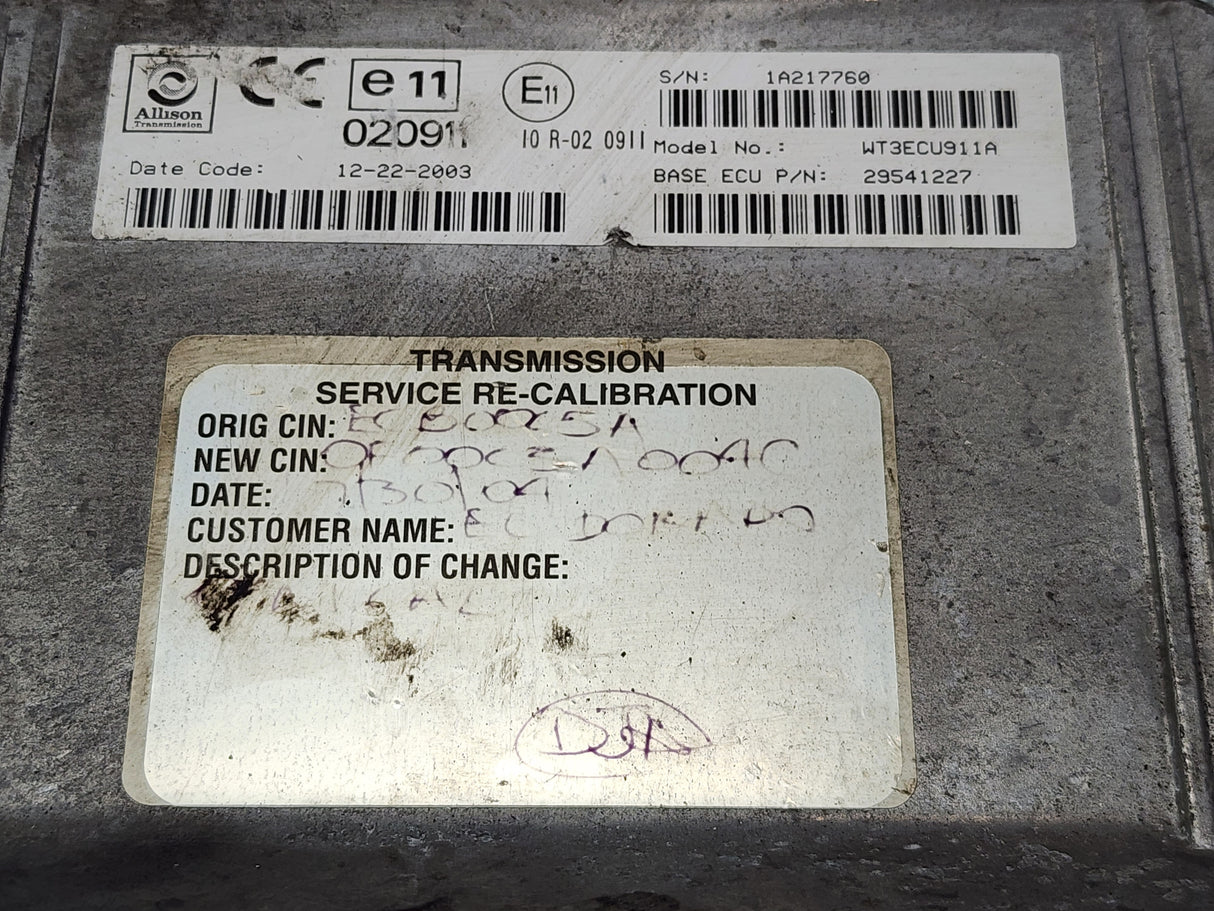 2003 Allison TCM Part # 29541227 For Sale, e11, 020911, 10R-020911