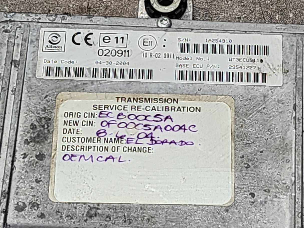 2004 Allison TCM Part # 29541227 For Sale, e11, 020911, 10R-020911