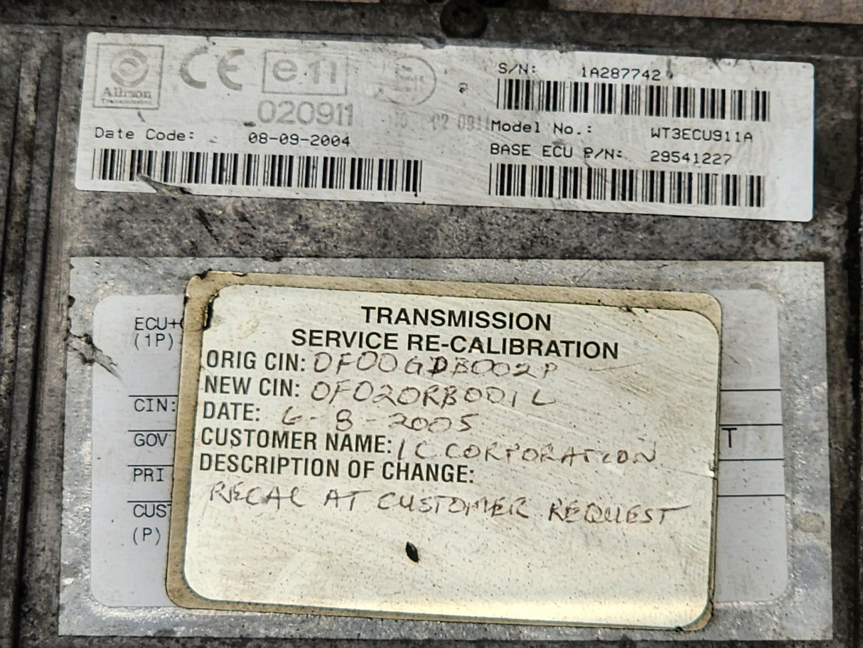 2004 Allison TCM Part # 29541227 For Sale, e11, 020911, 10R-020911