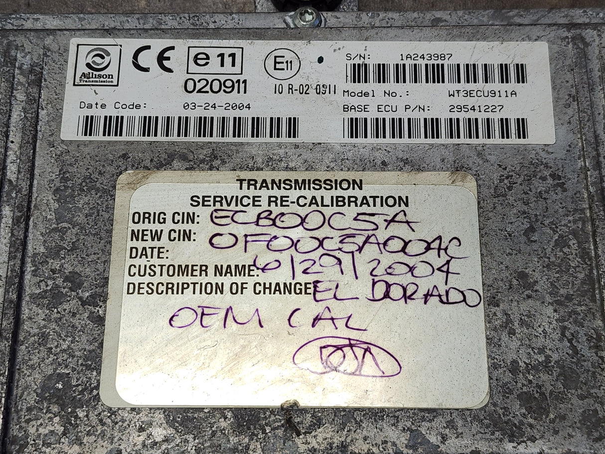 2004 Allison TCM Part # 29541227 For Sale, e11, 020911, 10R-020911