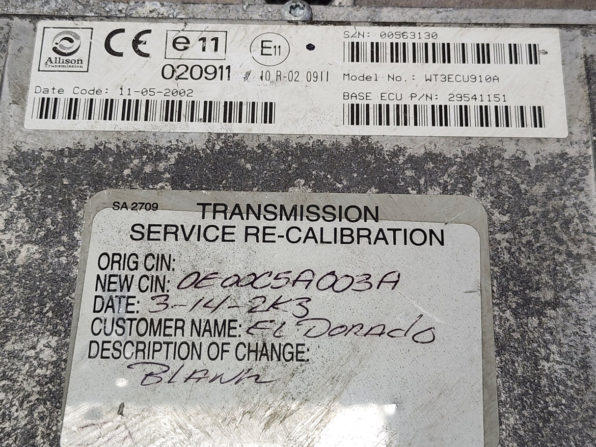 2002 Allison TCM Part # 29541151 For Sale, e11, 020911, 10R-020911