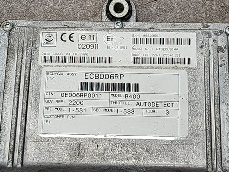 2002 Allison B400 TCM Part # 29541151 For Sale, e11, 020911, 10R-020911