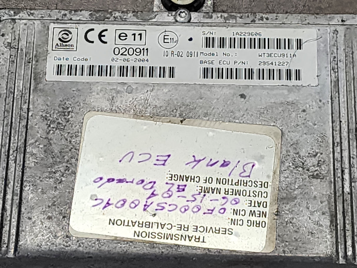 2004 Allison TCM Part # 29541227 For Sale, e11, 020911, 10R-020911