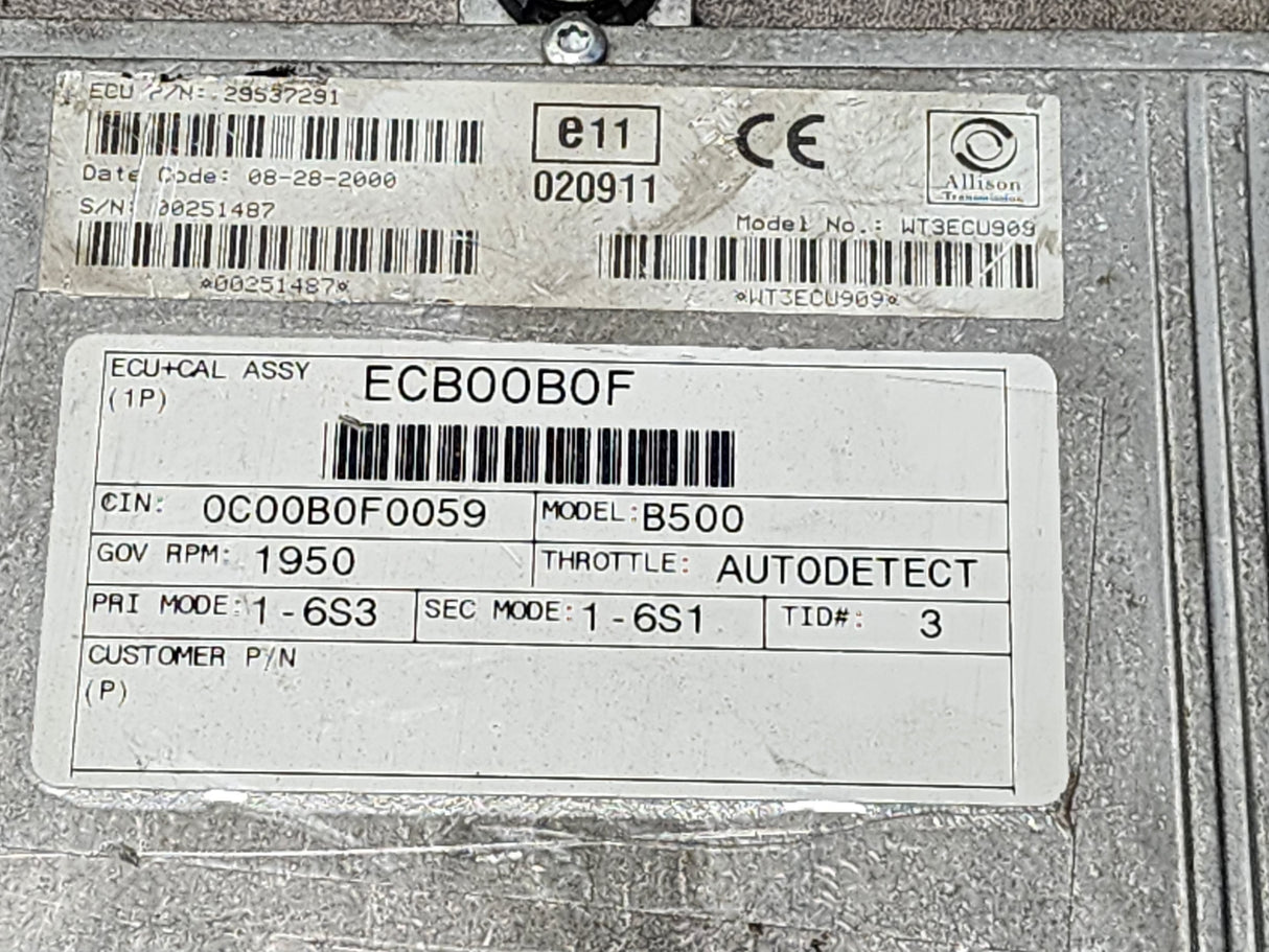 2000 Allison B500 TCM Part # 29537291 For Sale, e11, 020911, 10R-020911