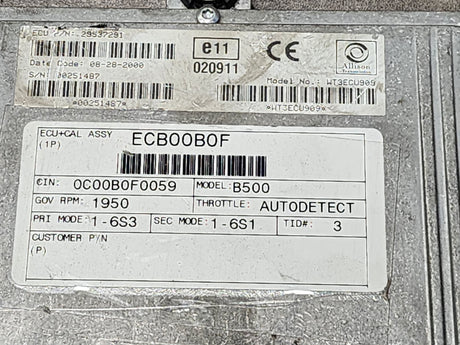 2000 Allison B500 TCM Part # 29537291 For Sale, e11, 020911, 10R-020911