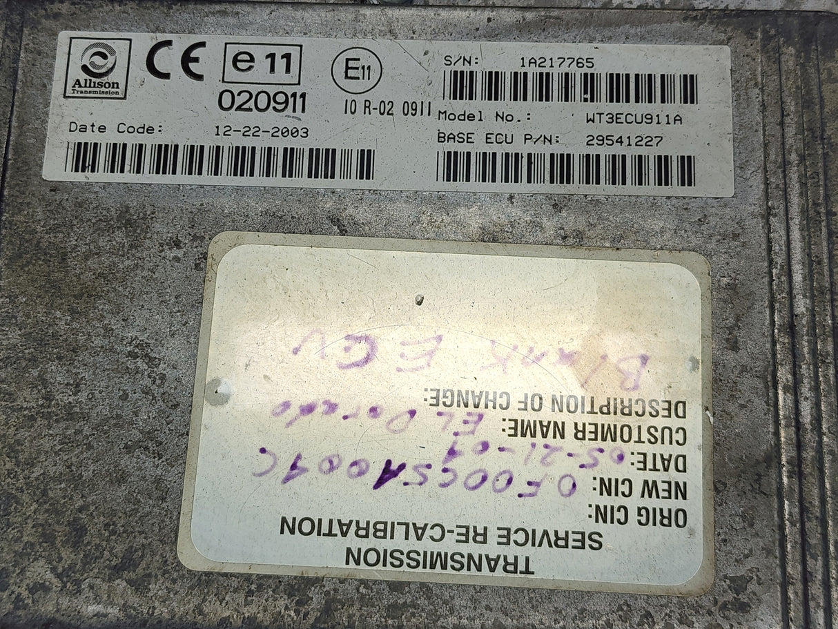 2003 Allison TCM Part # 29541227 For Sale, e11, 020911, 10R-020911