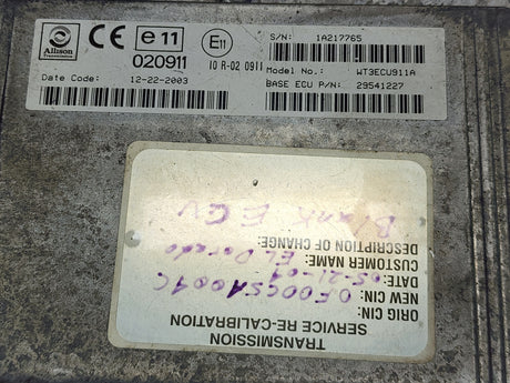 2003 Allison TCM Part # 29541227 For Sale, e11, 020911, 10R-020911