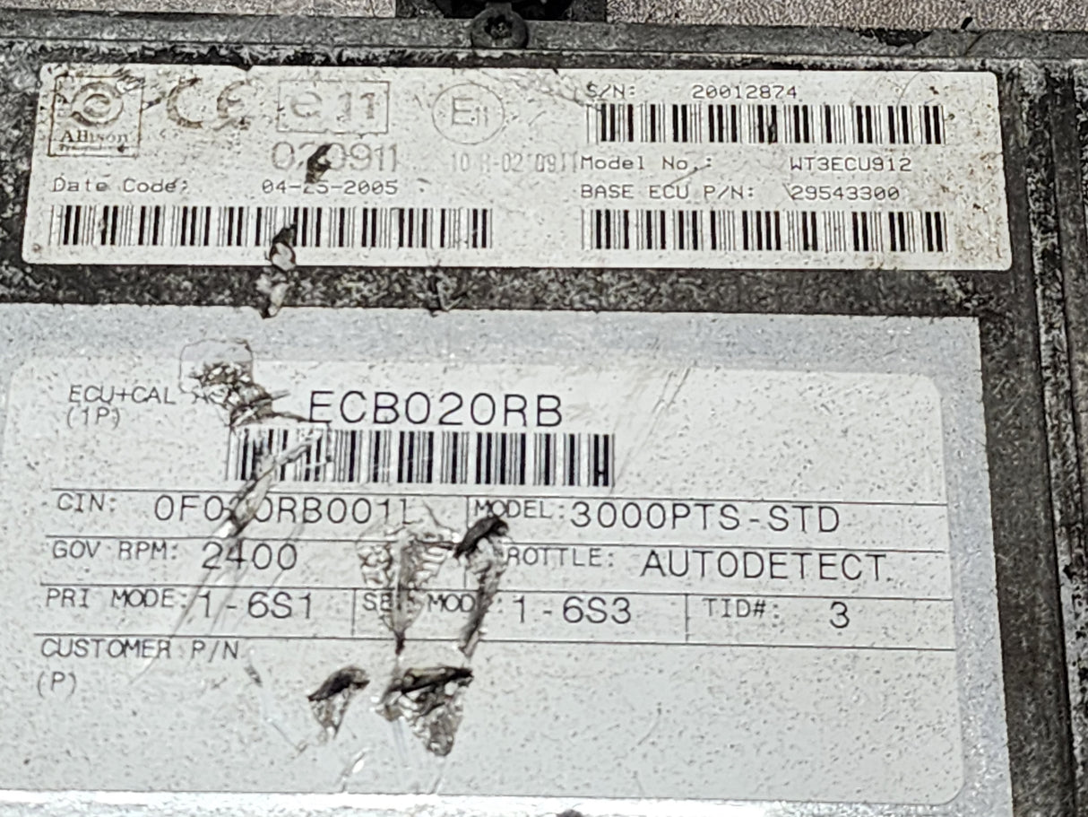 2005 Allison 3000PTS-STD TCM Part # 29543300 For Sale, e11, 020911, 10R-020911