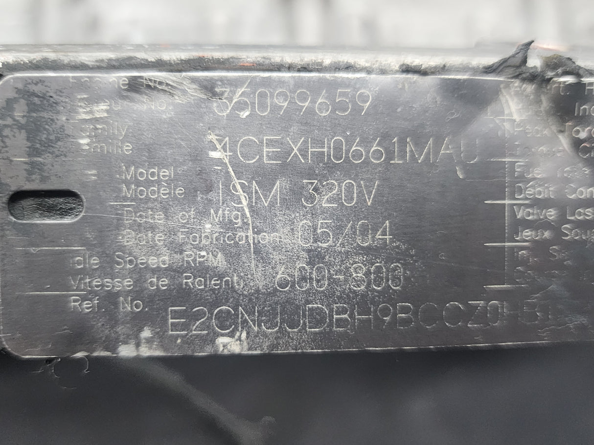 2004 Cummins ISM 320V Diesel Engine Rocker Arm Housing with Front Lifting Bracket, EGR Valve & Air Intake Manifold