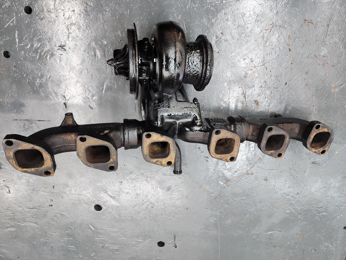 Mack E7 Turbocharger and Exhaust Manifold 104GC5164M, 104GC5163M with Turbocharger 631GC5144M4D