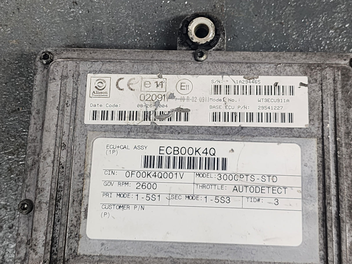 2004 Allison 3000PTS-STD Transmission Control Module (TCM) Part # 29541227