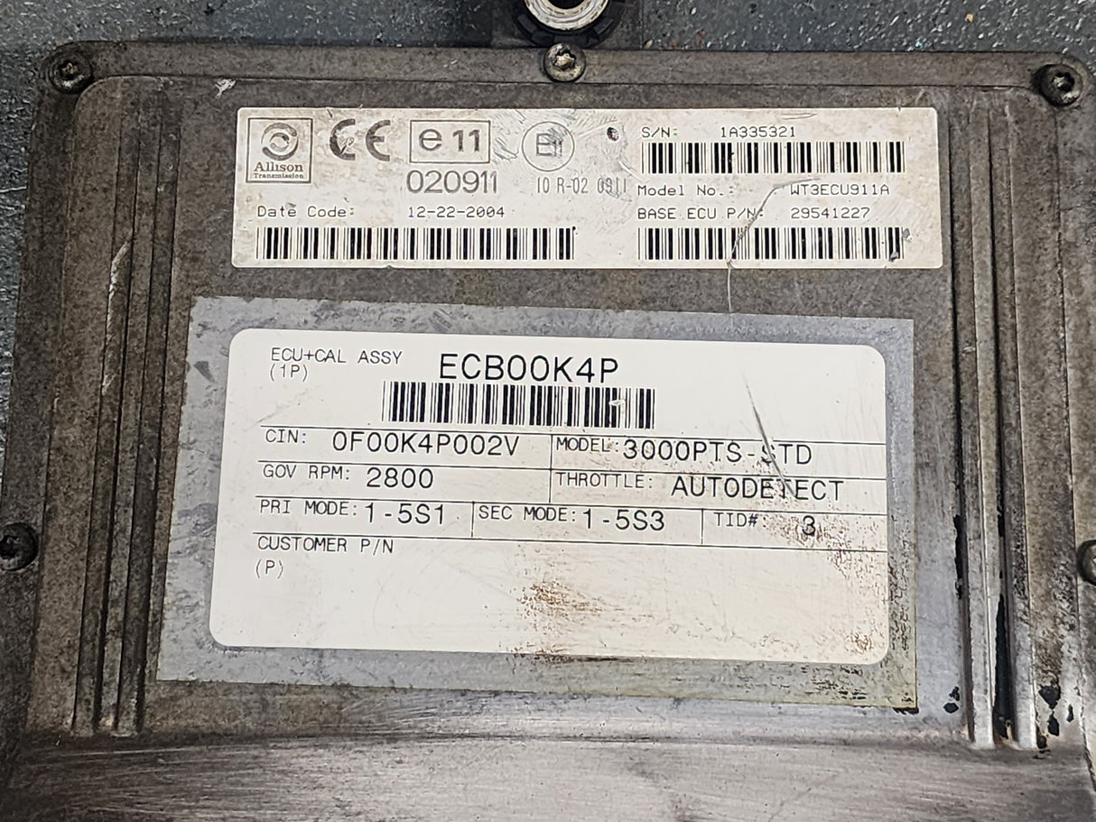 2004 Allison 3000PTS-STD Transmission Control Module (TCM) Part # 29541227