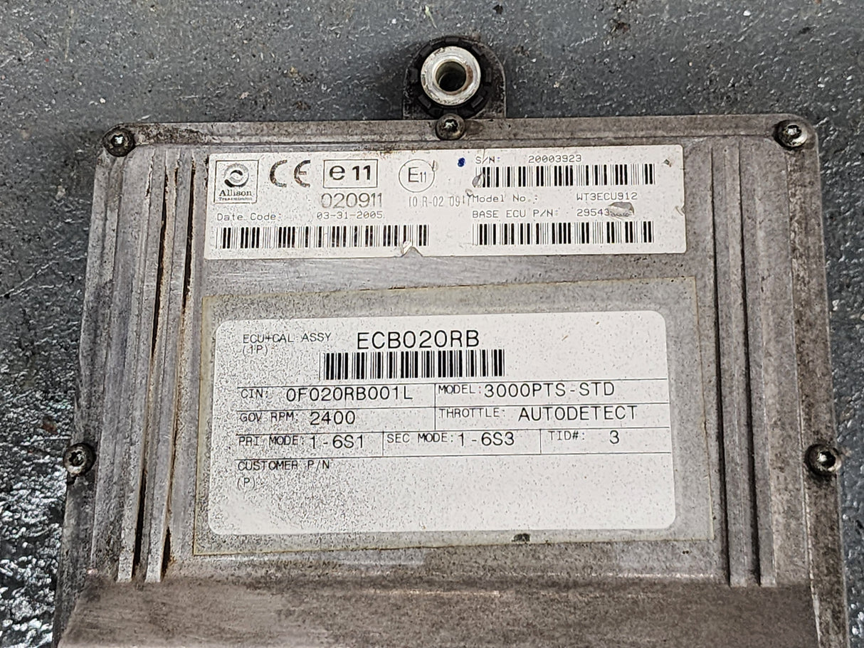 2005 Allison 3000PTS-STD Transmission Control Module (TCM) Part 3 29543300
