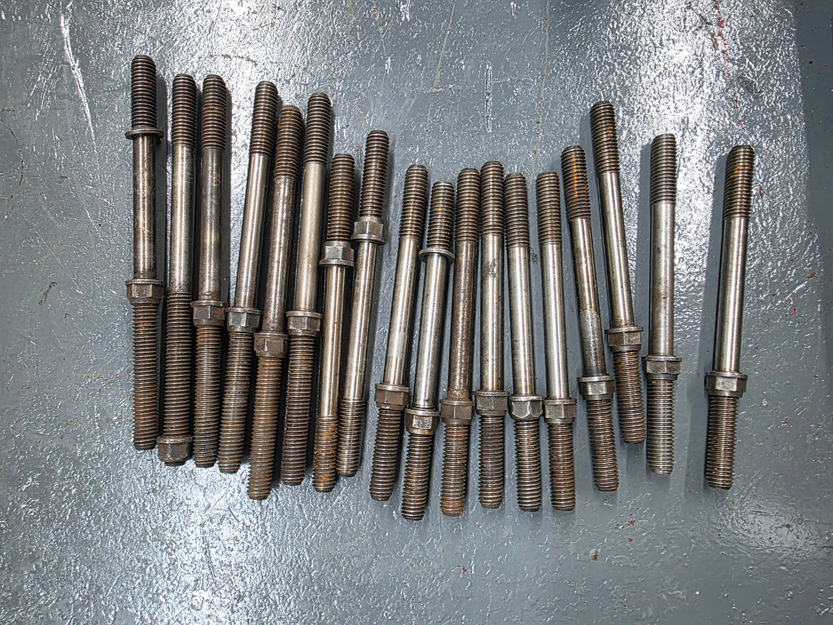 Cummins BigCam Engine (Jake) Brakes Stud Bolts w/ Washers Set of 18, M10-1.5, 6 - 8 1/8" , 12 - 7 1/8"