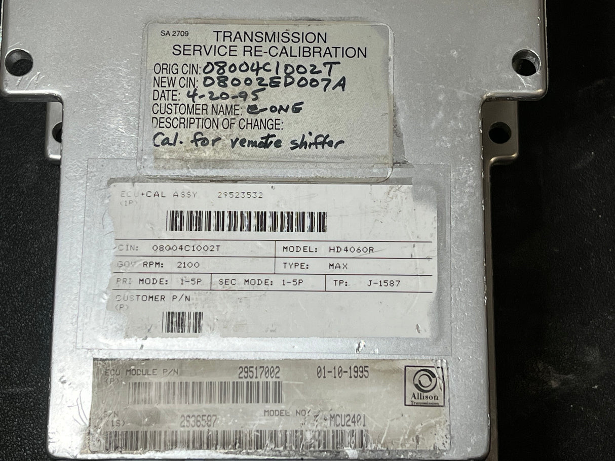 1995 Allison HD4060R Transmission Control Module (TCM) Part # 29517002