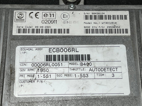2001 Allison B400 Transmission Control Module (TCM) Part # 29538352