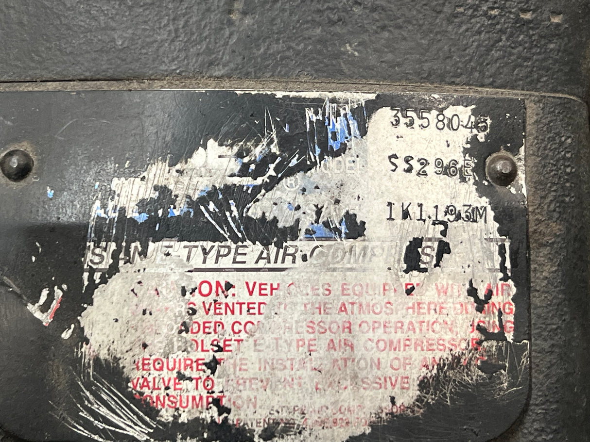 Cummins N14 Air Compressor Model: SS296E, Part # 3558602