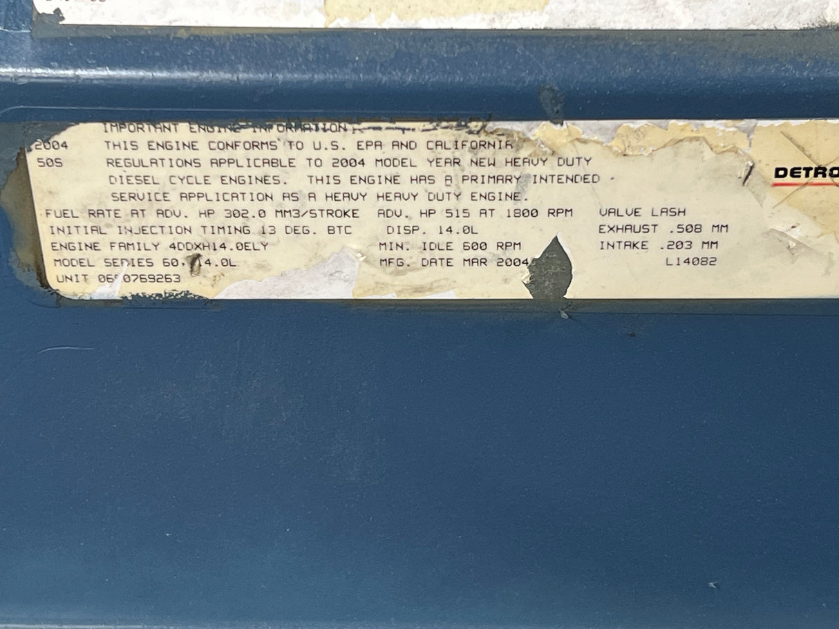 2004 Detroit Series 60 14.0L Valve Cover P23527765