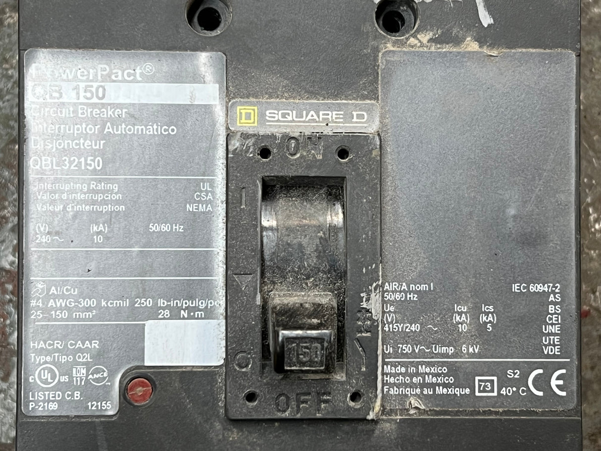 Square D Q2L MOLDED CASE CIRCUIT BREAKER QBL32150