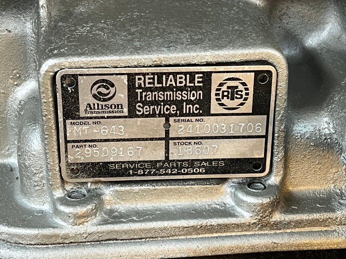 Allison MT643 Transmission For Sale w/ PTO