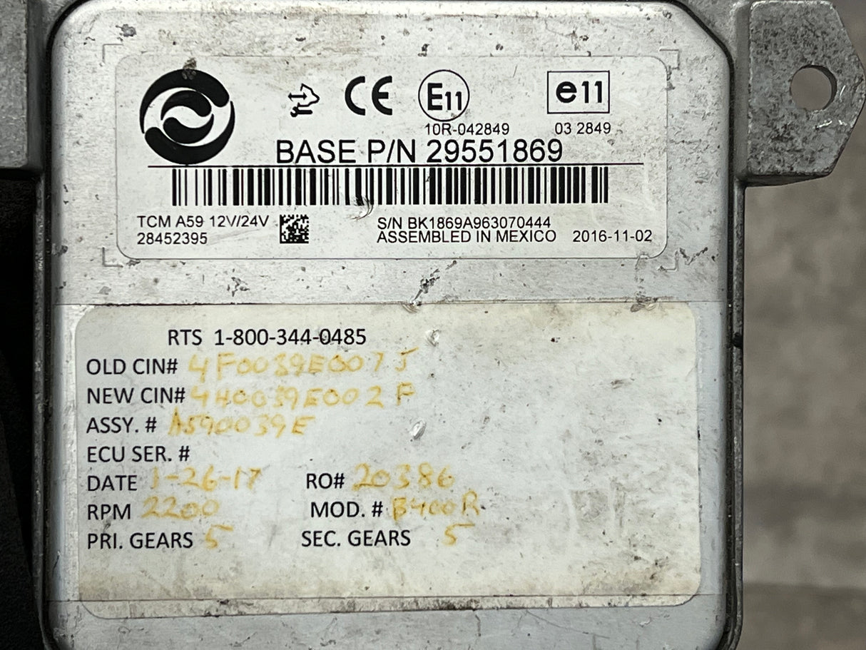 2016 Allison B400R A59 Transmission Control Module (TCM) Part # 29551869