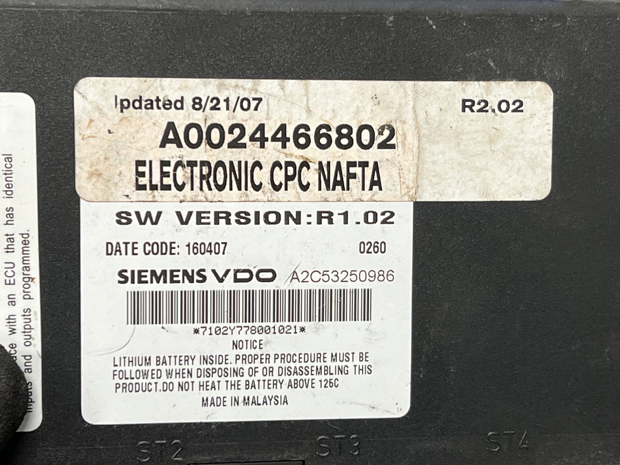 Freightliner Cascadia Body Control Module Part # A 002 446 68 02