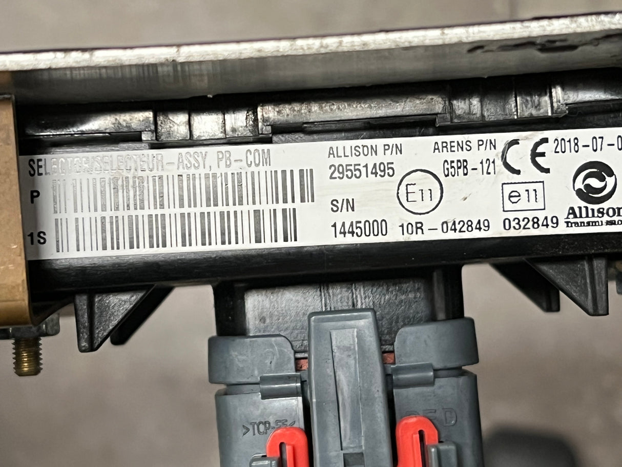 2018 Allison Transmission Electric Shifter Selector 29551495 w/Switch Panel 2253168000