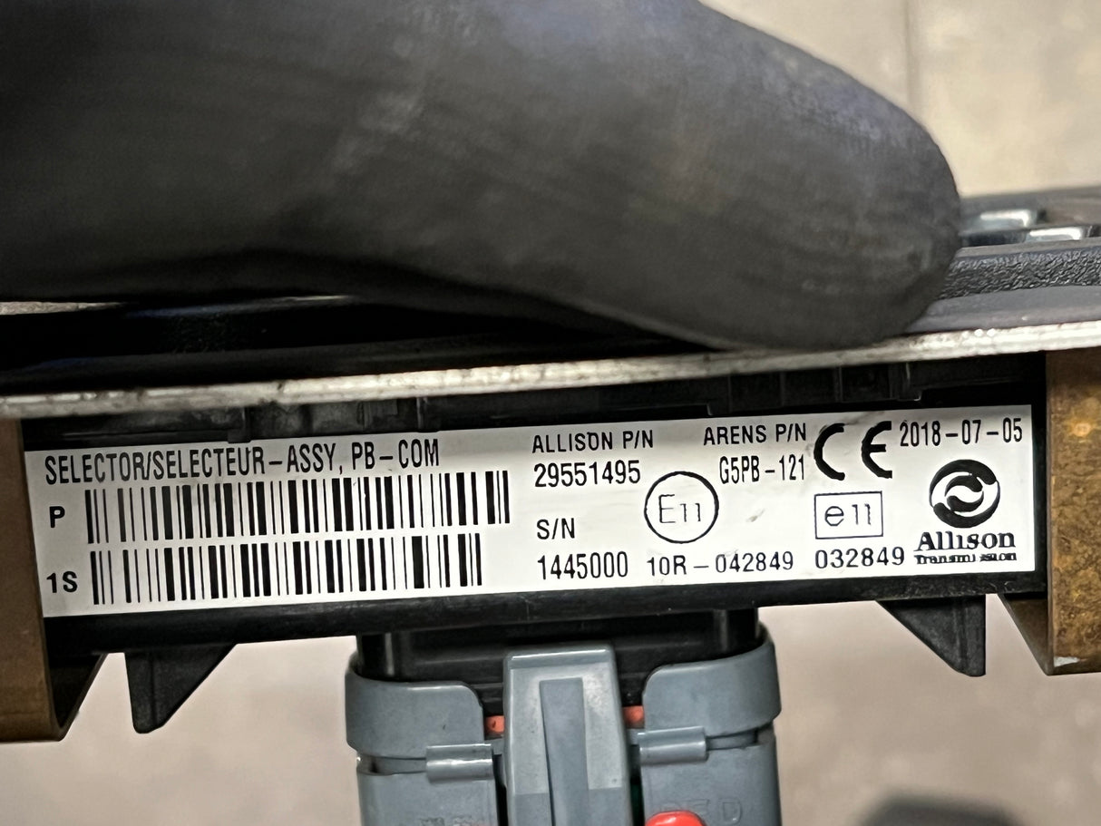 2018 Allison Transmission Electric Shifter Selector 29551495 w/Switch Panel 2253168000