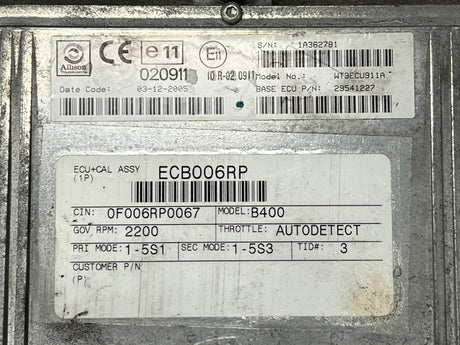 2005 Allison B400 Transmission Control Module (TCM) Part # 29541227