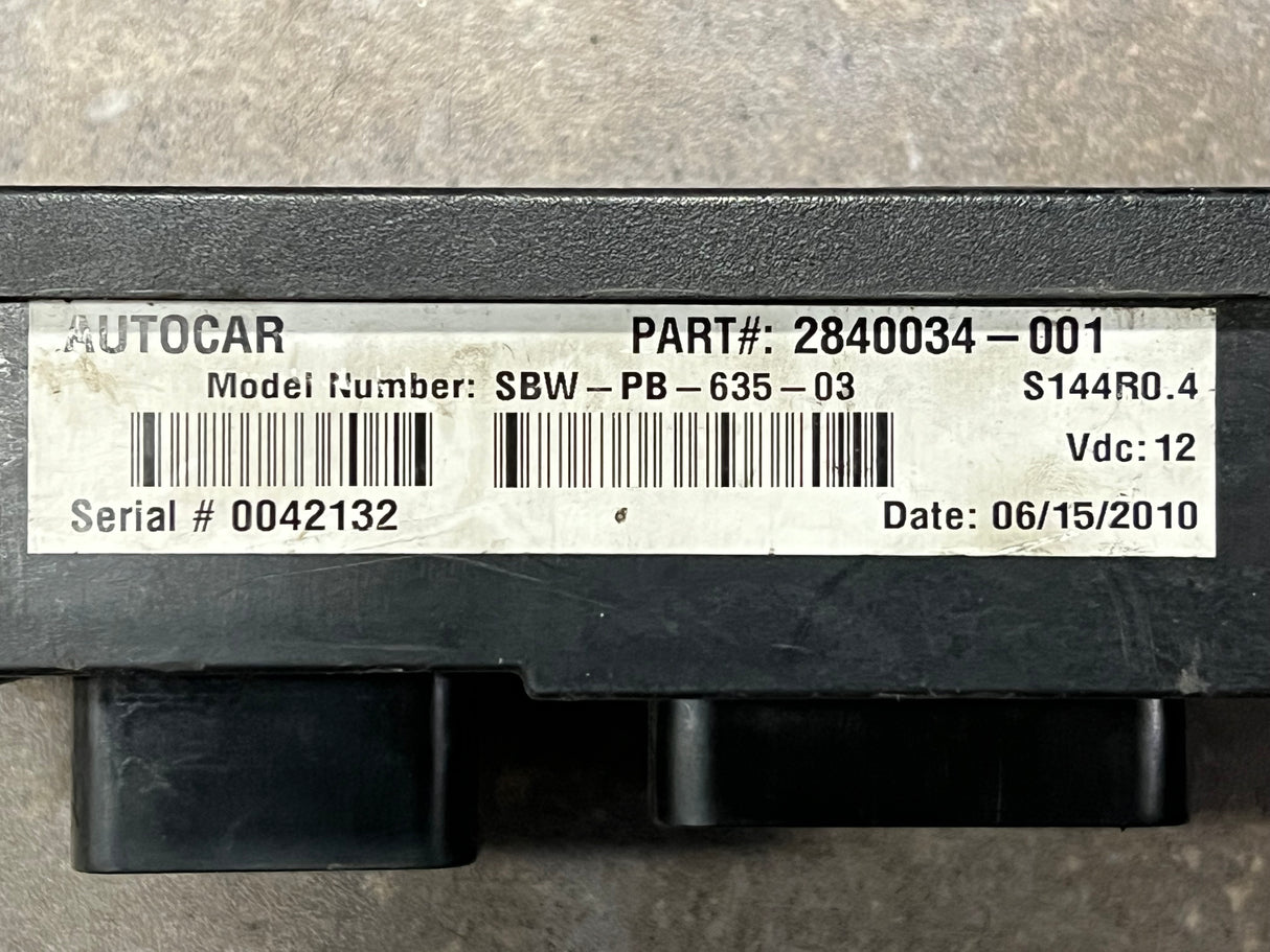 2010 AUTOCAR Transmission Push Button Electric Shifter Pad Part # 2840034-001