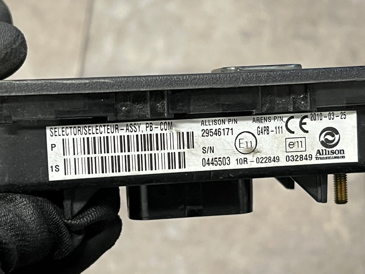 2010 Allison 29546171 Transmission Push Button Electric Shift Pad